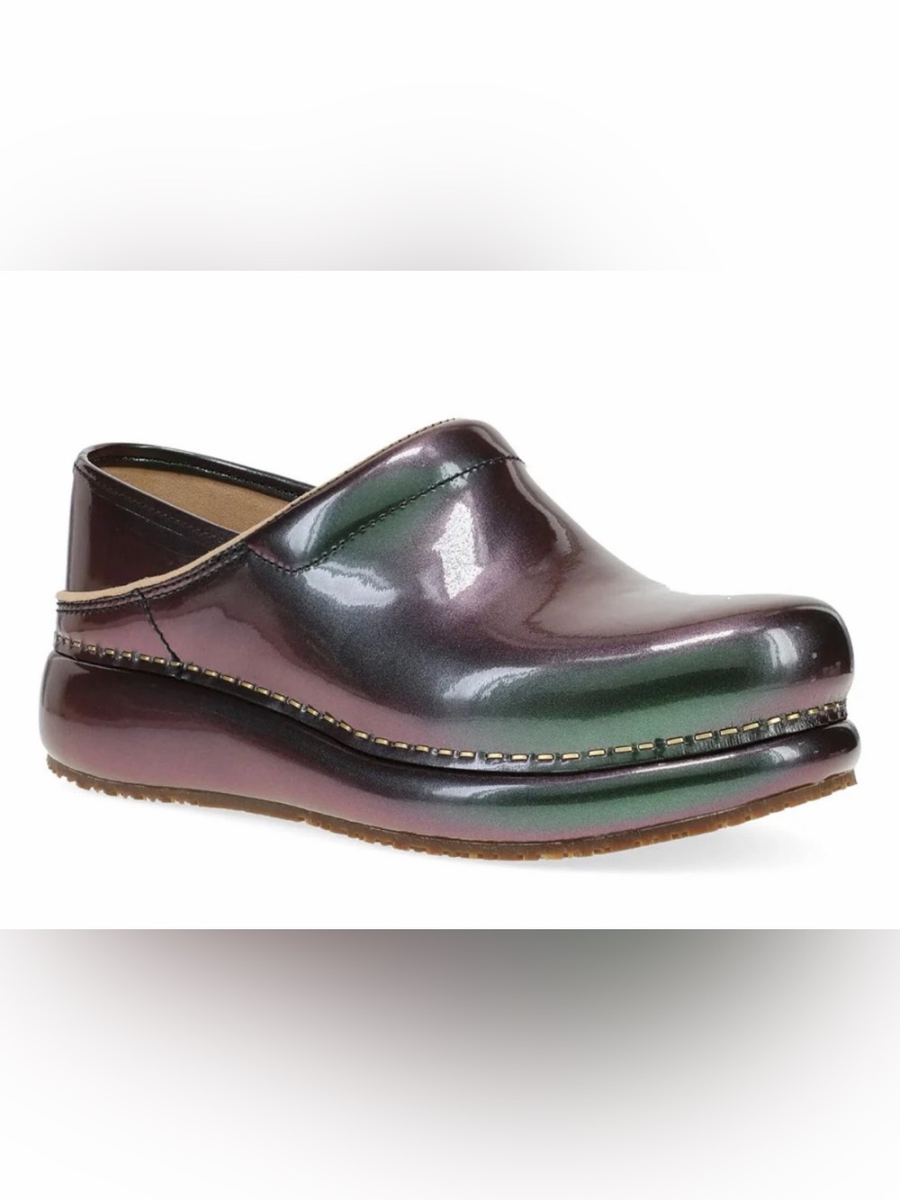 Dansko platform slip on clogs barely worn Women's Iridescent Green-Purple